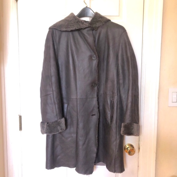 Jekel Shearling Coat Brown Saks Fifth Ave Made in France lightweight 12 - Picture 6 of 15